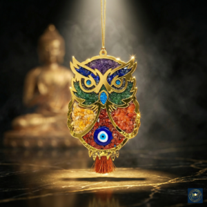 Authentic 7 Chakra Crystal Owl Hanging with Evil Eye