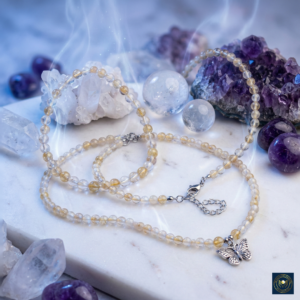 Authentic Natural Citrine Minimalist Anklets with Butterfly Charm