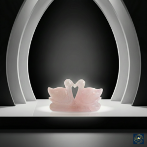 Authentic Rose Quartz Swan Couple Sculpture