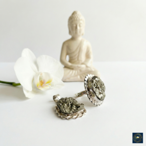 Authentic Raw Pyrite Jewelry Set (Ring & Pendant)