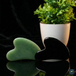 Authentic Crystal Gua Sha Facial Sculpting Tool – Depuff, Contour & Glow (Aventurine & Obsidian)