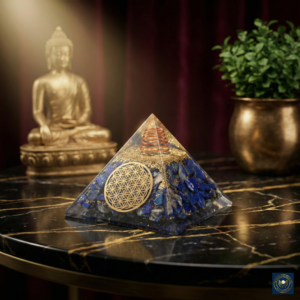 Authentic Lapis Lazuli Orgone Pyramid with Flower of Life