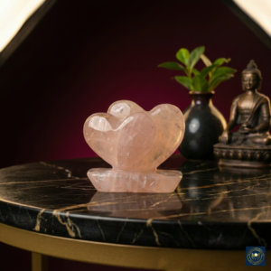 Authentic Rose Quartz Double Heart Crystal Sculpture