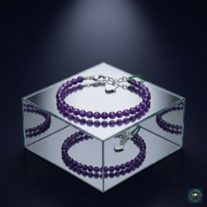 Natural Faceted Amethyst Bracelet with Heart Charm